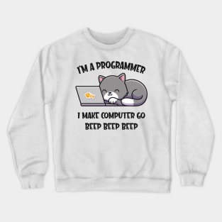 Coder Cat Programmer Funny Computer Scientist Crewneck Sweatshirt